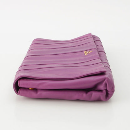Prada Leather Logo Nappa Stripe Clutch Purple — view 4