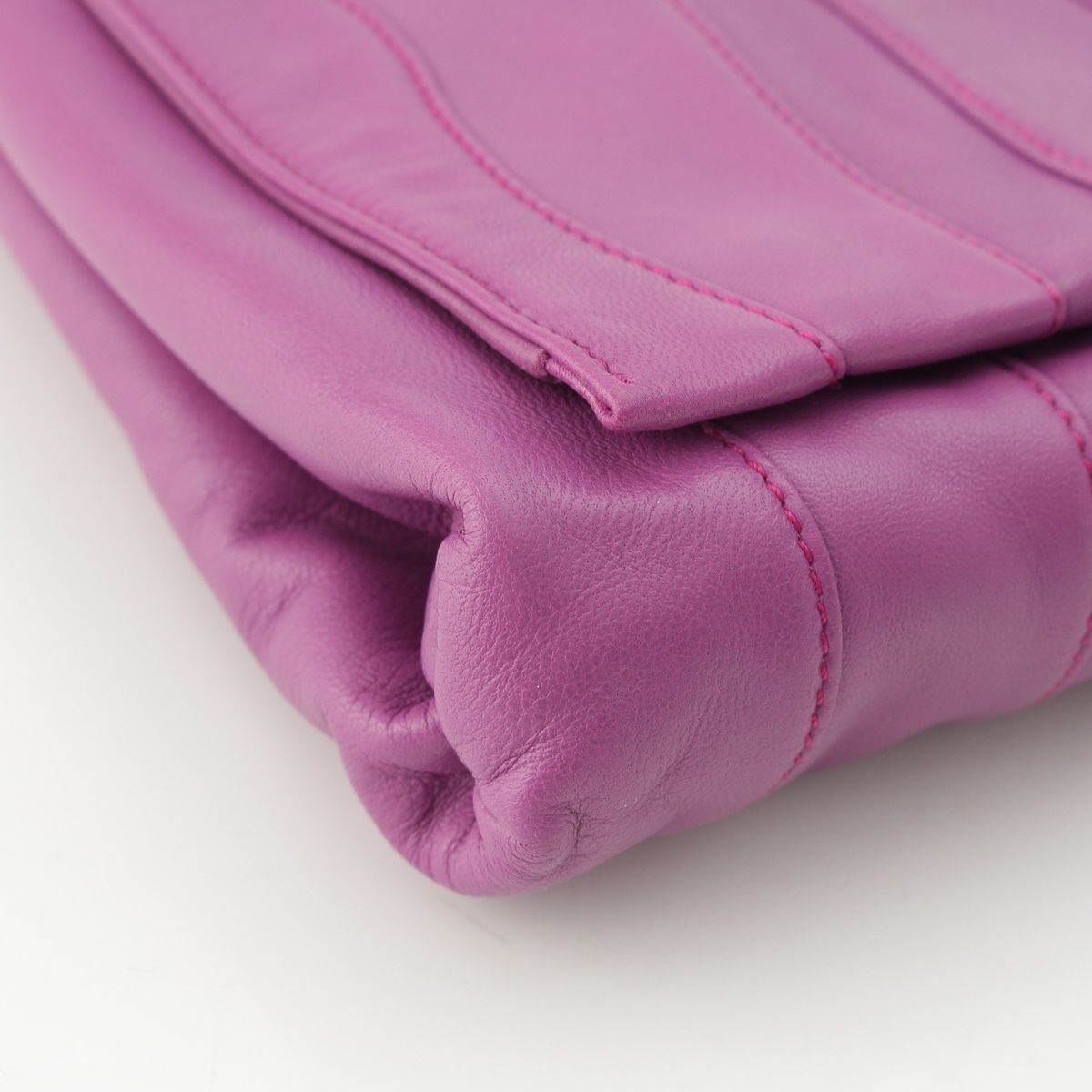 Prada Leather Logo Nappa Stripe Clutch Purple — view 9