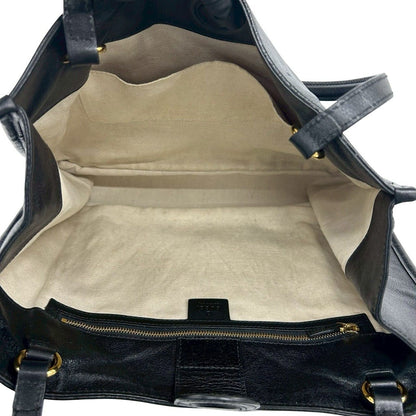 Gucci Horsebit Leather Tote Business Boston Bag Black — view 9