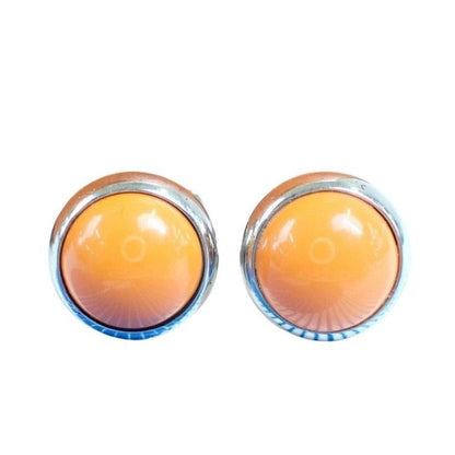 Hermes Earrings Eclipse Orange Silver Metal