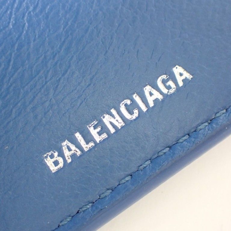 Balenciaga Trifold Wallet Cash Mini Blue Leather — view 6