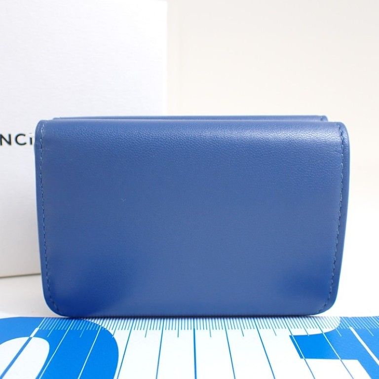 Balenciaga Trifold Wallet Cash Mini Blue Leather — view 2