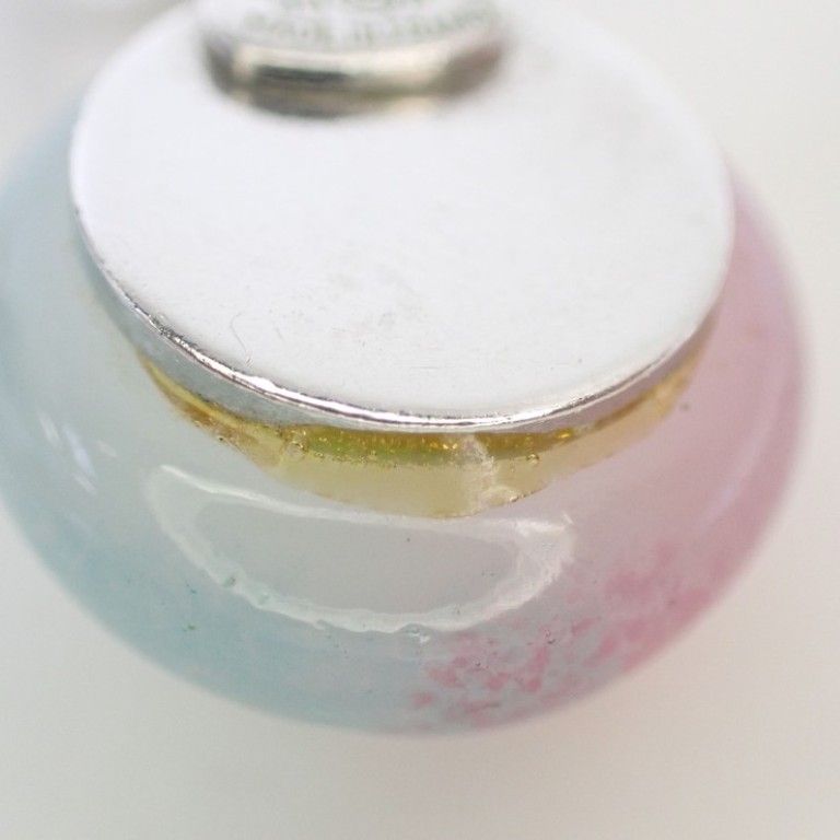 Chanel Earrings CC Logo Pink Blue Silver Metal Hoop — view 5