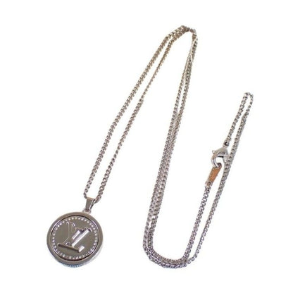 Louis Vuitton Pendant LV Necklace Silver Gold Metal Rhinestone