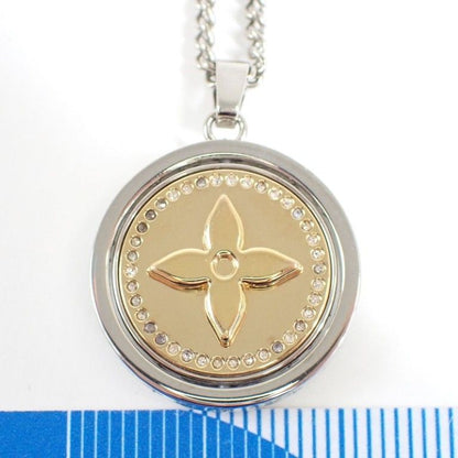 Louis Vuitton Pendant LV Necklace Silver Gold Metal Rhinestone — view 3