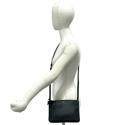Celine Trio Small Leather Mini Shoulder Bag Crossbody Pochette Black — view 2