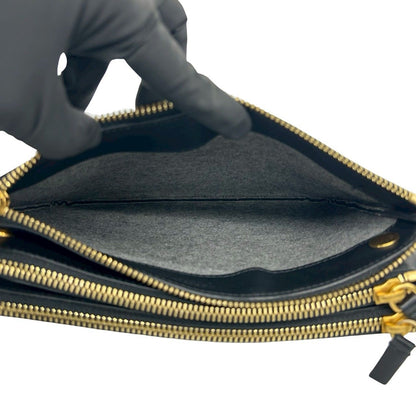Celine Trio Small Leather Mini Shoulder Bag Crossbody Pochette Black — view 9