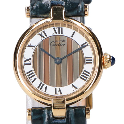 Cartier Polished 925 Must Vendeme Vermeil SM Center Trinity White Dial Quartz