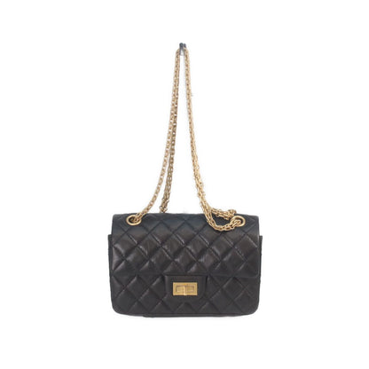 Chanel Black Vintage Calf Gold Quilted 2.55 Mini Chain Handbag