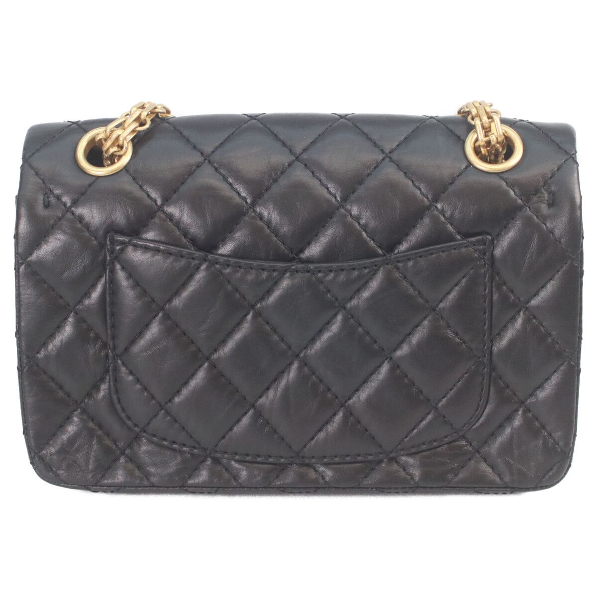 Chanel Black Vintage Calf Gold Quilted 2.55 Mini Chain Handbag — view 3