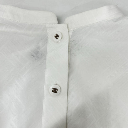 Chanel Chain CC Logo Button Ruffle Half Sleeve Blouse 36 — view 4