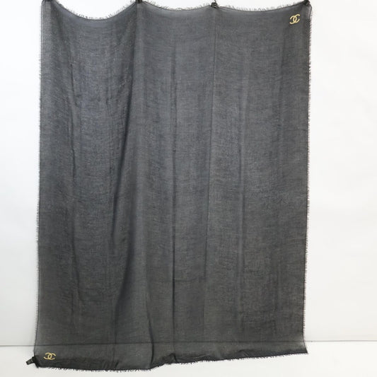 Chanel CC Logo Gold Glitter Embroidery Cashmere Blend Scarf