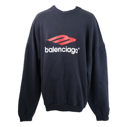 Balenciaga Double Front Crew Distressed Neck Sweatshirt — view 3