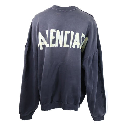 Balenciaga Double Front Crew Distressed Neck Sweatshirt