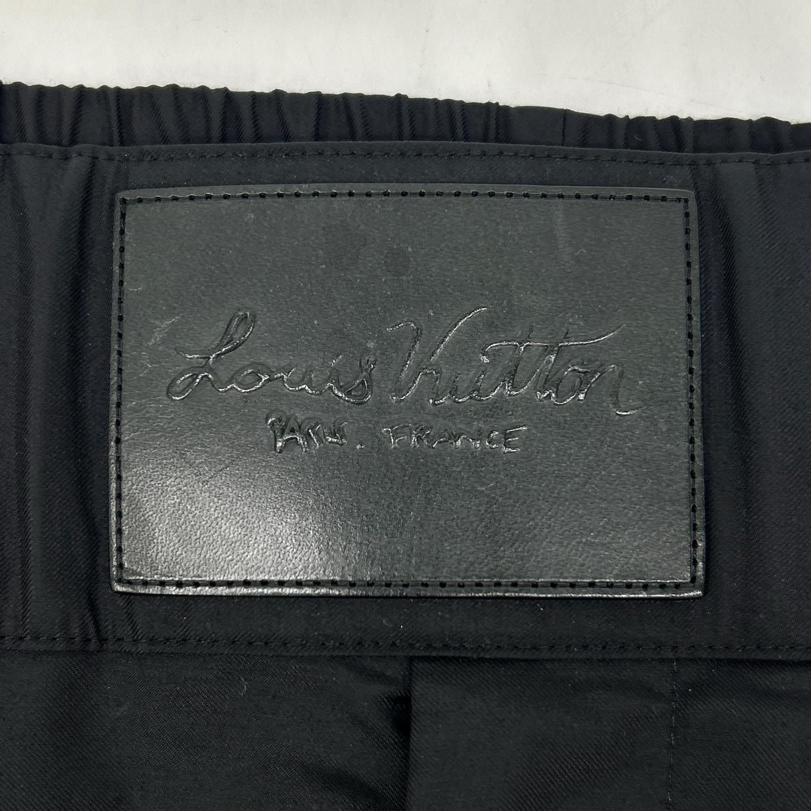 Louis Vuitton Black Leather Patch Nylon Pants 42 — view 6