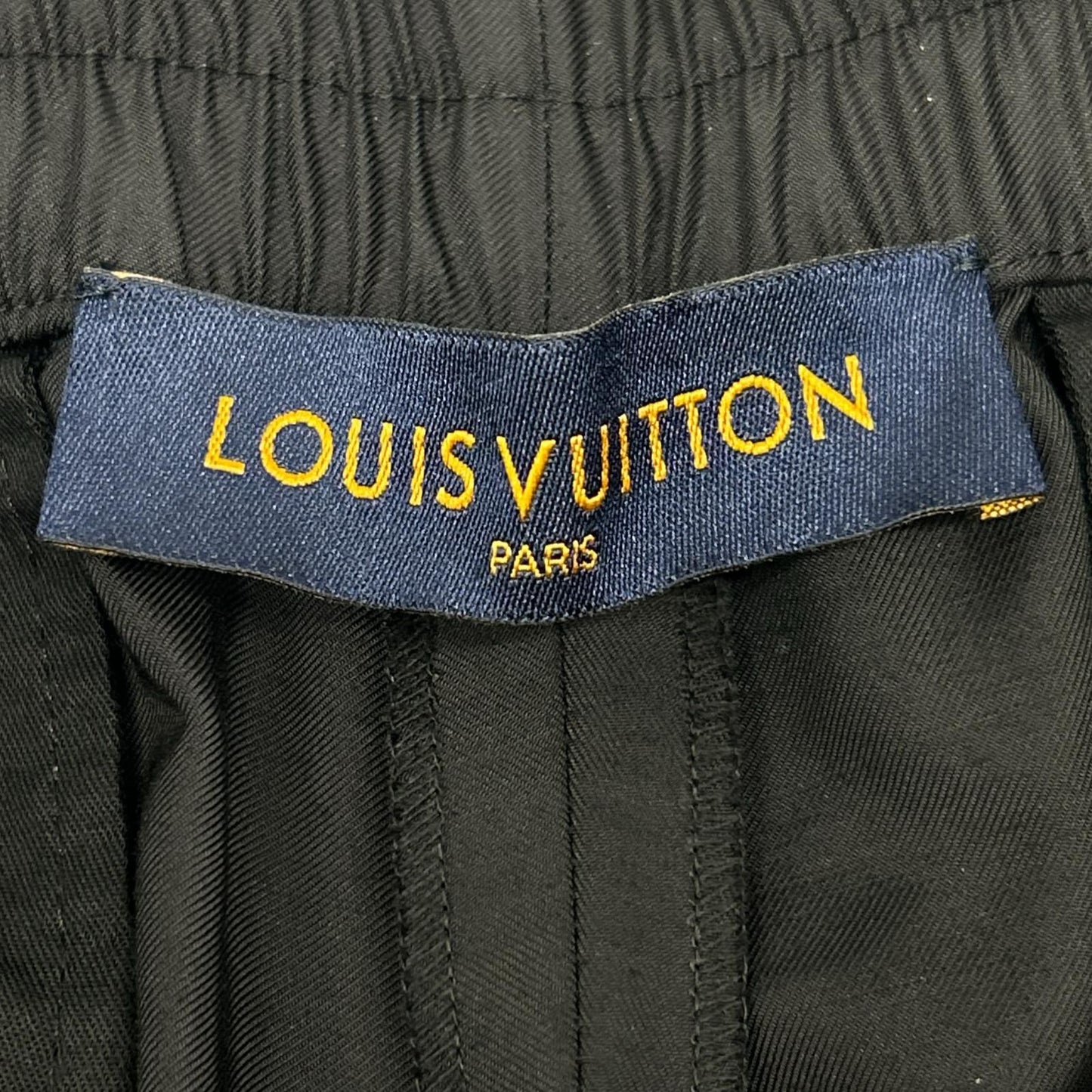 Louis Vuitton Black Leather Patch Nylon Pants 42 — view 3