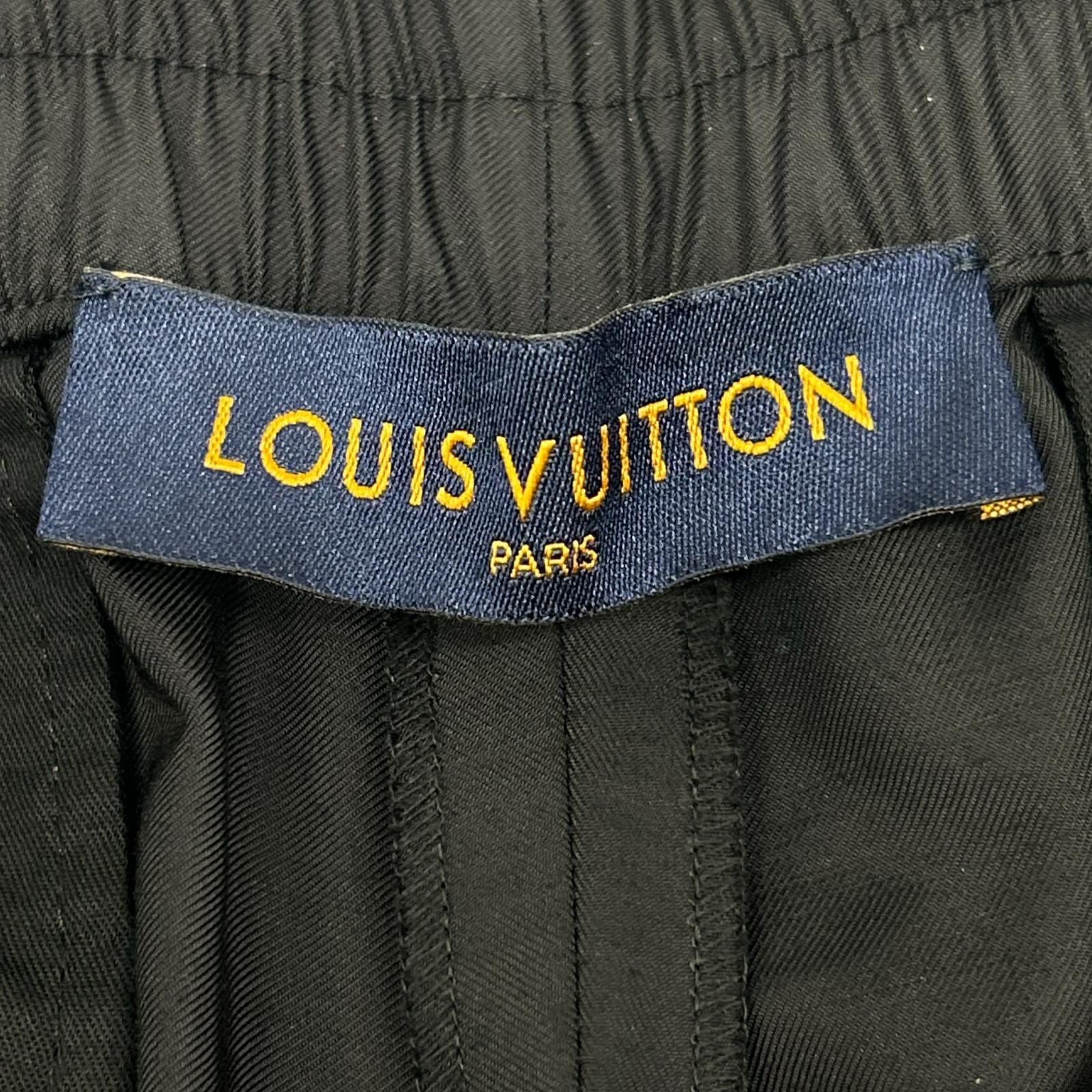 Louis Vuitton Black Leather Patch Nylon Pants 42 — view 3