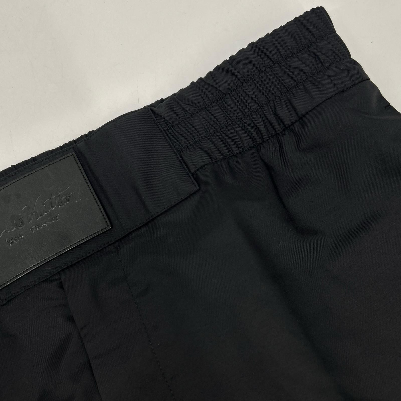 Louis Vuitton Black Leather Patch Nylon Pants 42 — view 7