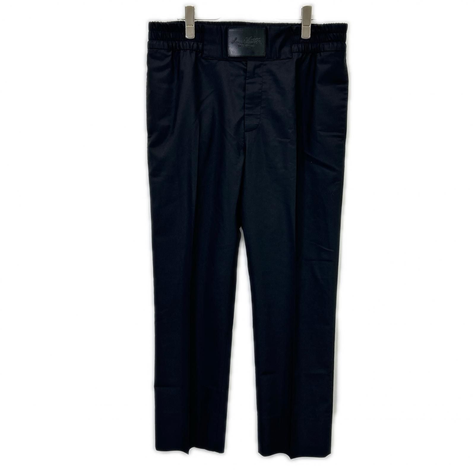 Louis Vuitton Black Leather Patch Nylon Pants 42