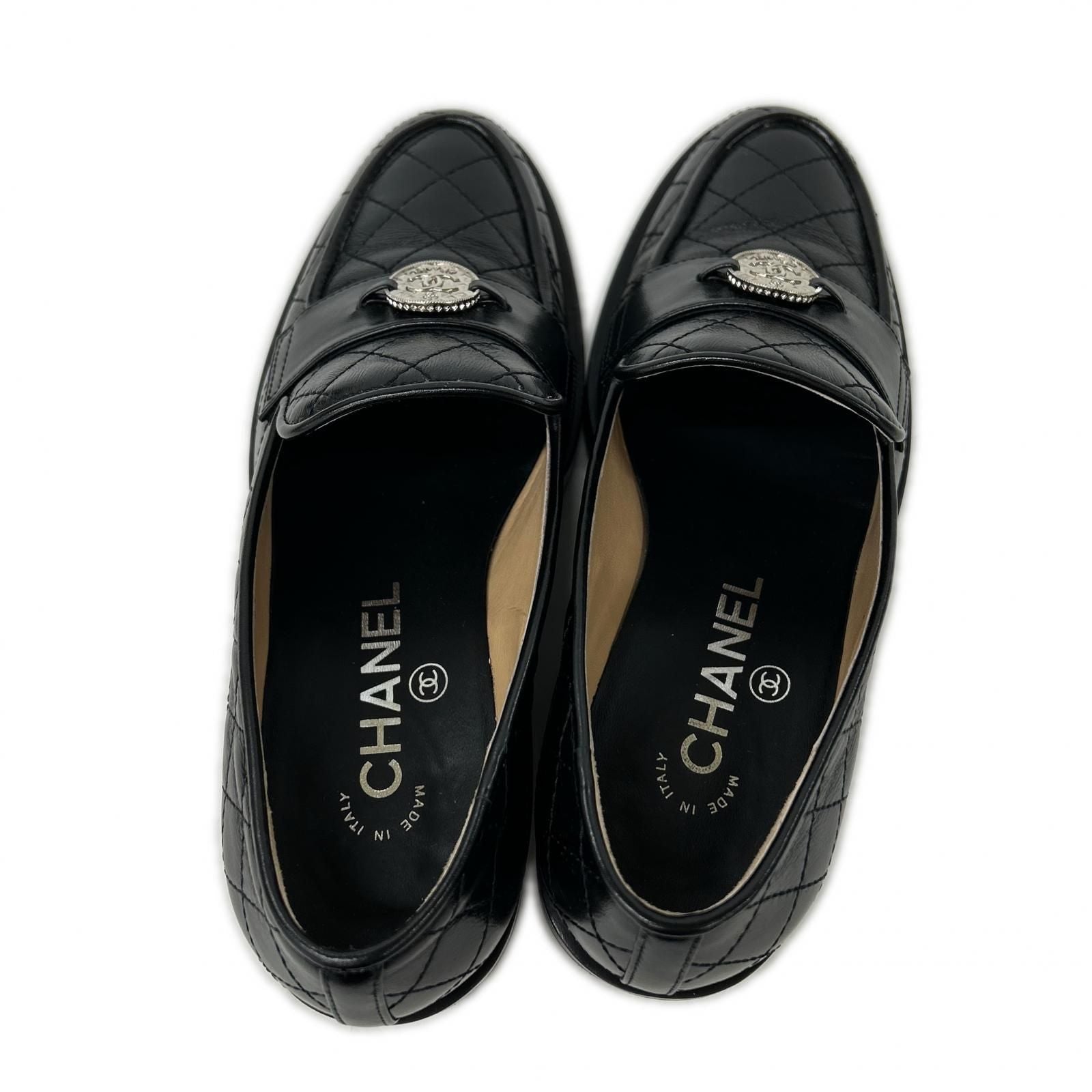 Chanel CC Logo Quilted Loafers — view 5
