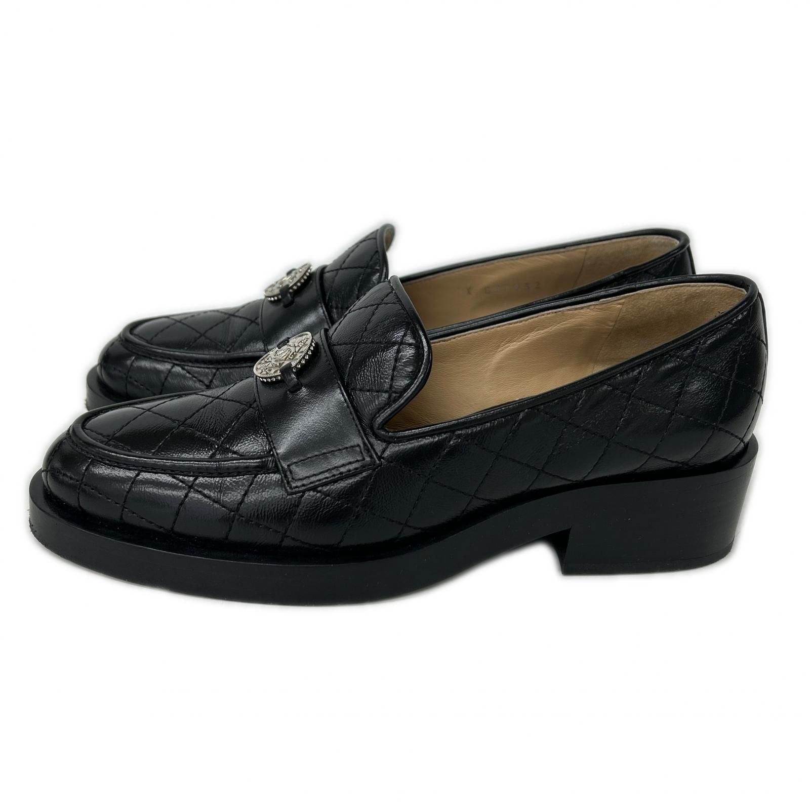 Chanel CC Logo Quilted Loafers — view 2