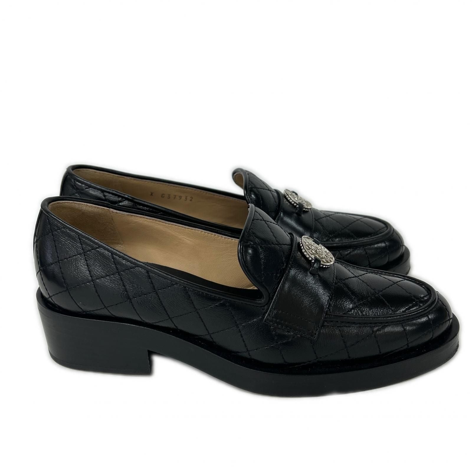 Chanel CC Logo Quilted Loafers — view 4