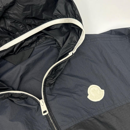Moncler Black Navy Algedi Nylon Zip Up Hoodie — view 8