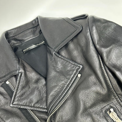 Balenciaga Black Lambskin Double Rider's Jacket 34 — view 9