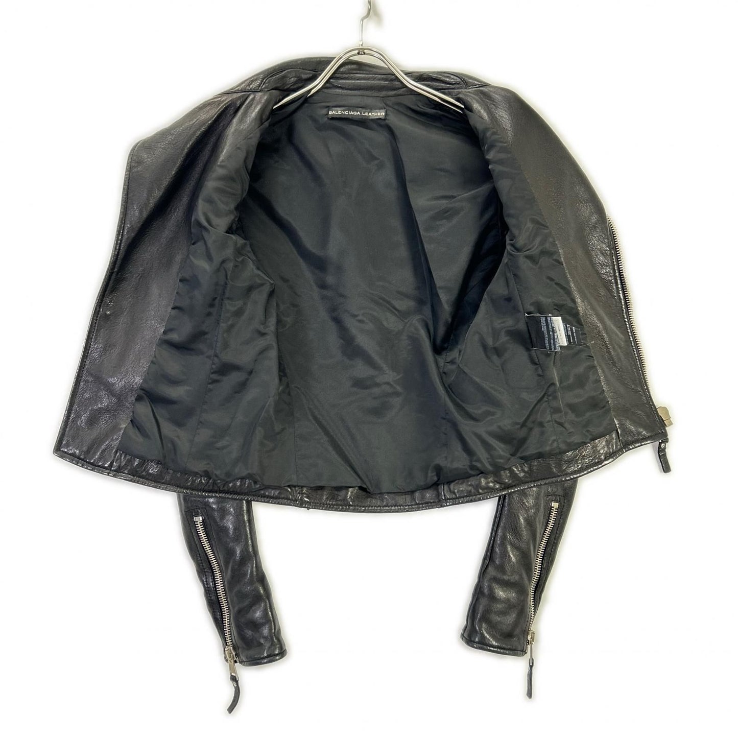 Balenciaga Black Lambskin Double Rider's Jacket 34 — view 3