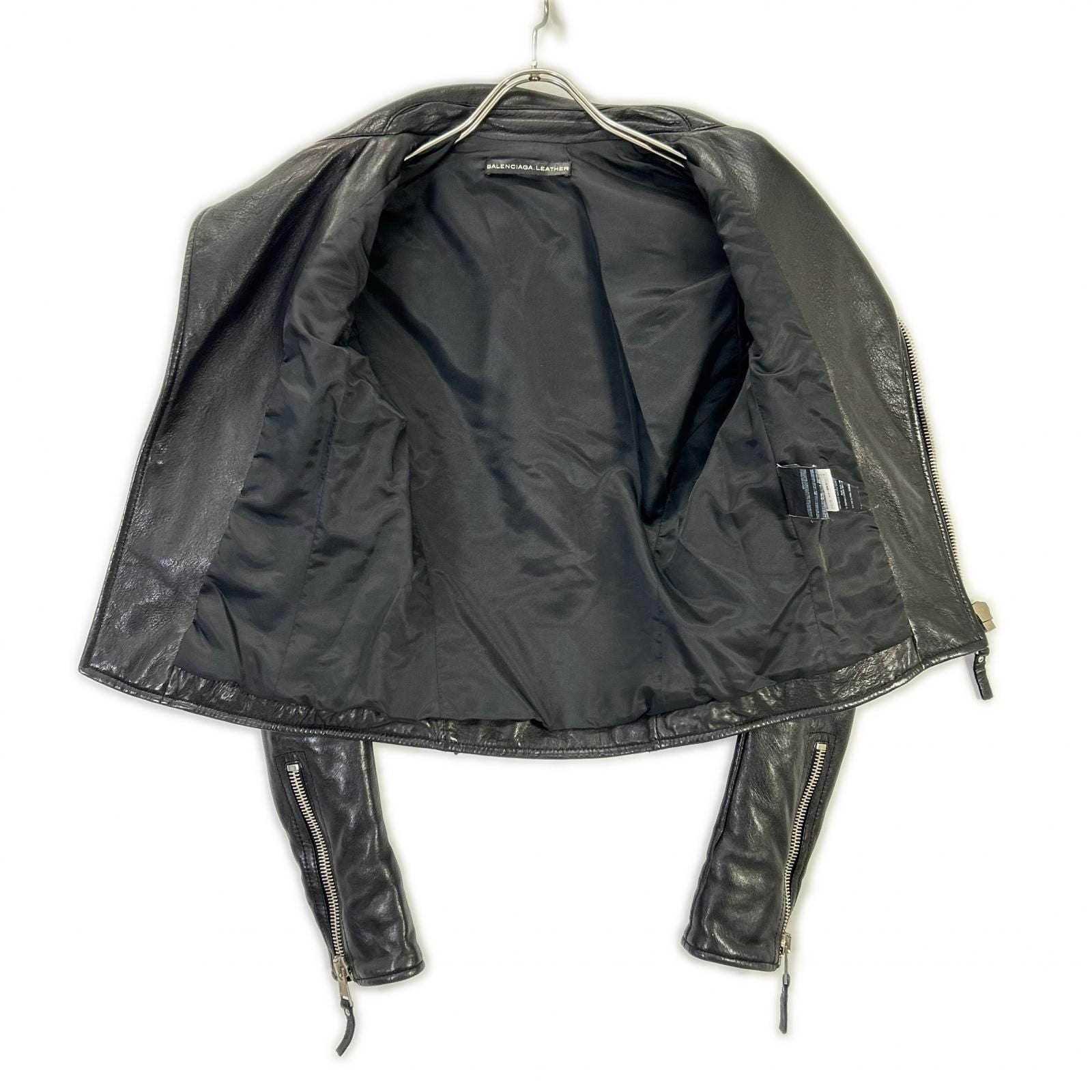 Balenciaga Black Lambskin Double Rider's Jacket 34 — view 3