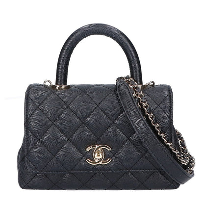 Chanel Black Caviar Leather Coco Handle Xxs 2-Way