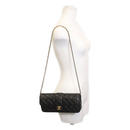 Chanel Metal Plate Quilted Black Lambskin Turnlock Single Flap Chain Shoulder — view 9
