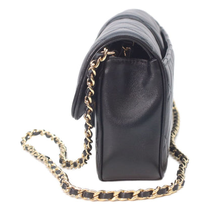 Chanel Metal Plate Quilted Black Lambskin Turnlock Single Flap Chain Shoulder — view 2