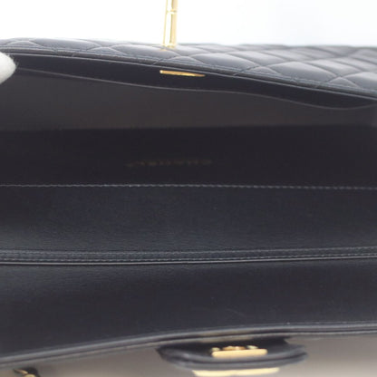 Chanel Metal Plate Quilted Black Lambskin Turnlock Single Flap Chain Shoulder — view 7