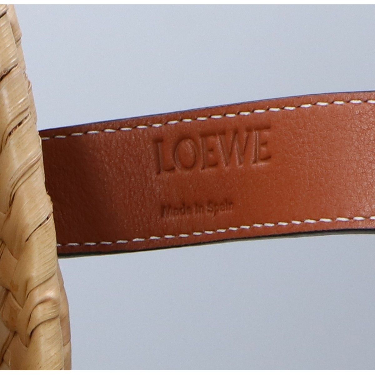 Loewe Natural Tan Palm Leaf Calf Embossed Anagram Raffia Basket — view 7