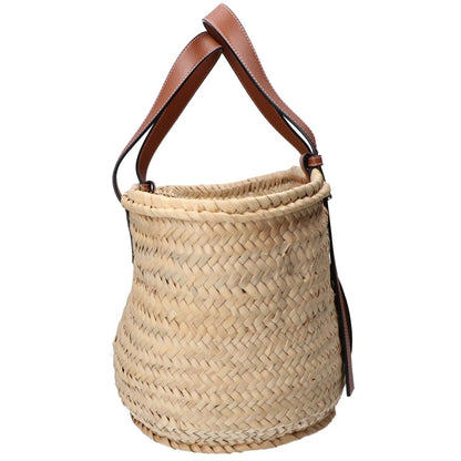 Loewe Natural Tan Palm Leaf Calf Embossed Anagram Raffia Basket — view 4