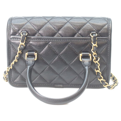 Chanel Black Lambskin Gold Quilted 2-Way Mini Flap Chain Handle — view 3