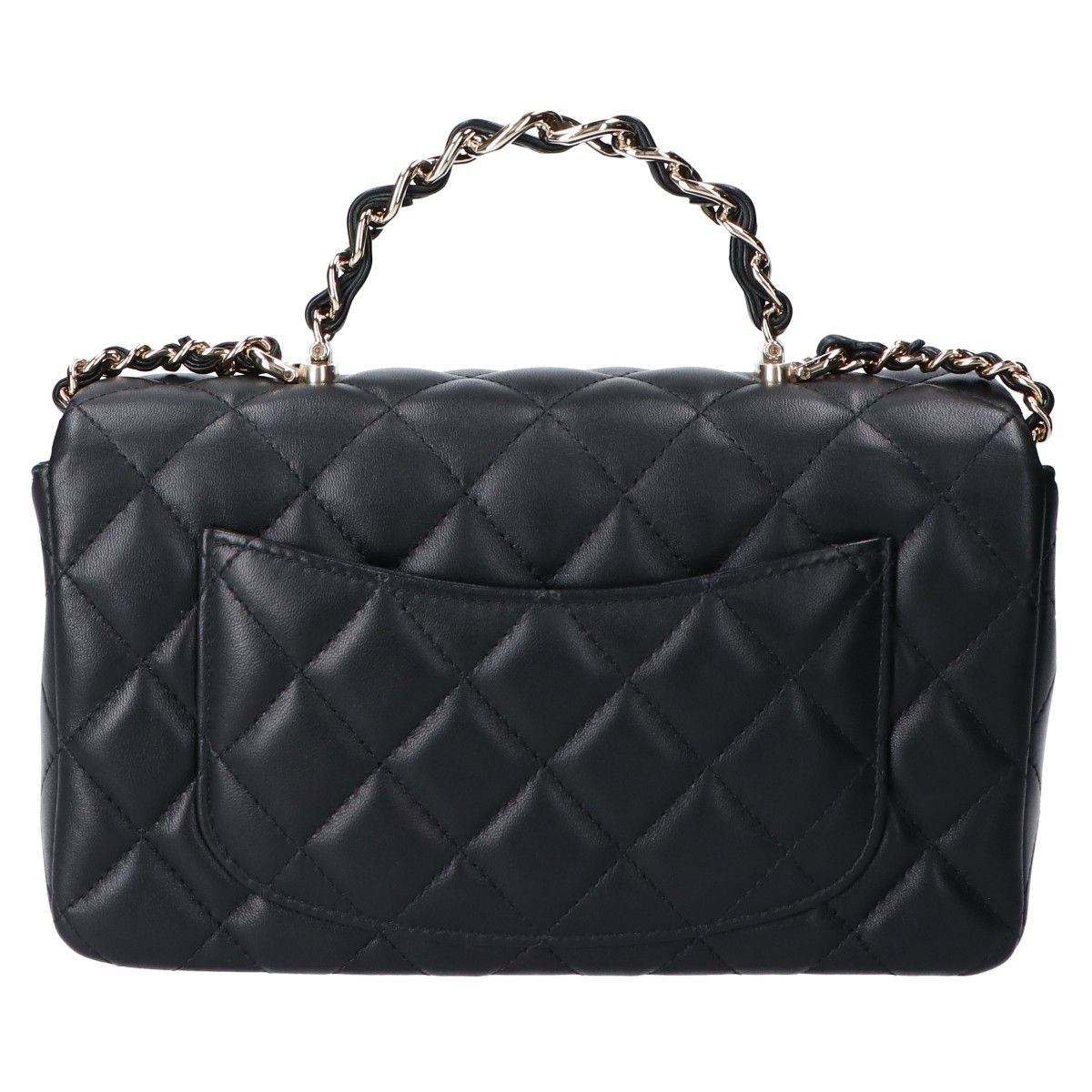 Chanel Black Gold Lambskin Top Handle Mini Classic 2-Way Handbag — view 3
