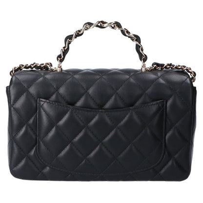Chanel Black Gold Lambskin Top Handle Mini Classic 2-Way Handbag — view 3