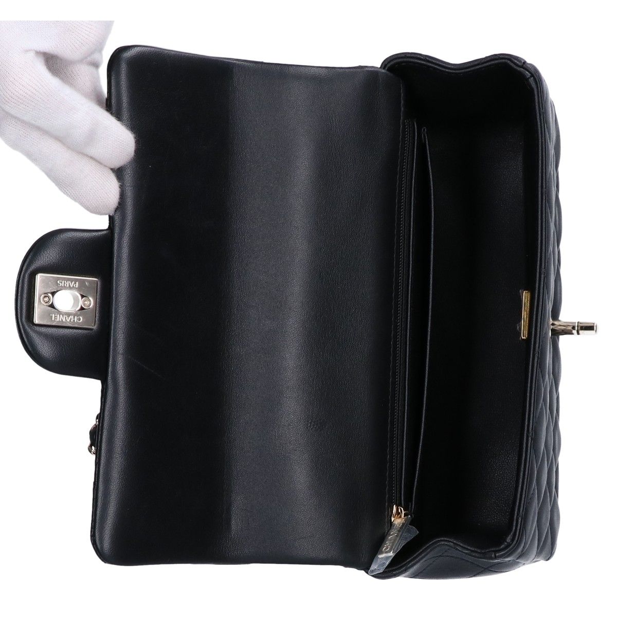 Chanel Black Gold Lambskin Top Handle Mini Classic 2-Way Handbag — view 6
