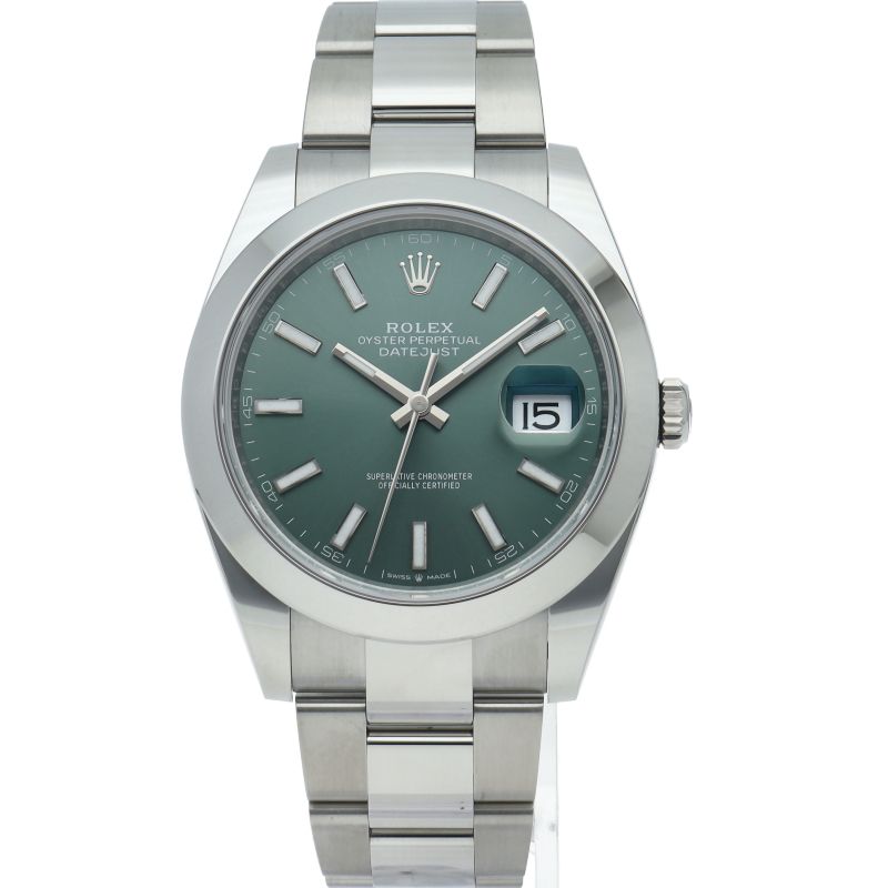 Rolex Datejust 41 Watch Oy Star Mint Green Box SS — view 2