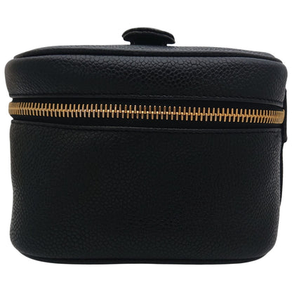 Chanel Vanity Bag Caviar Leather CC Logo Black Gold — view 4