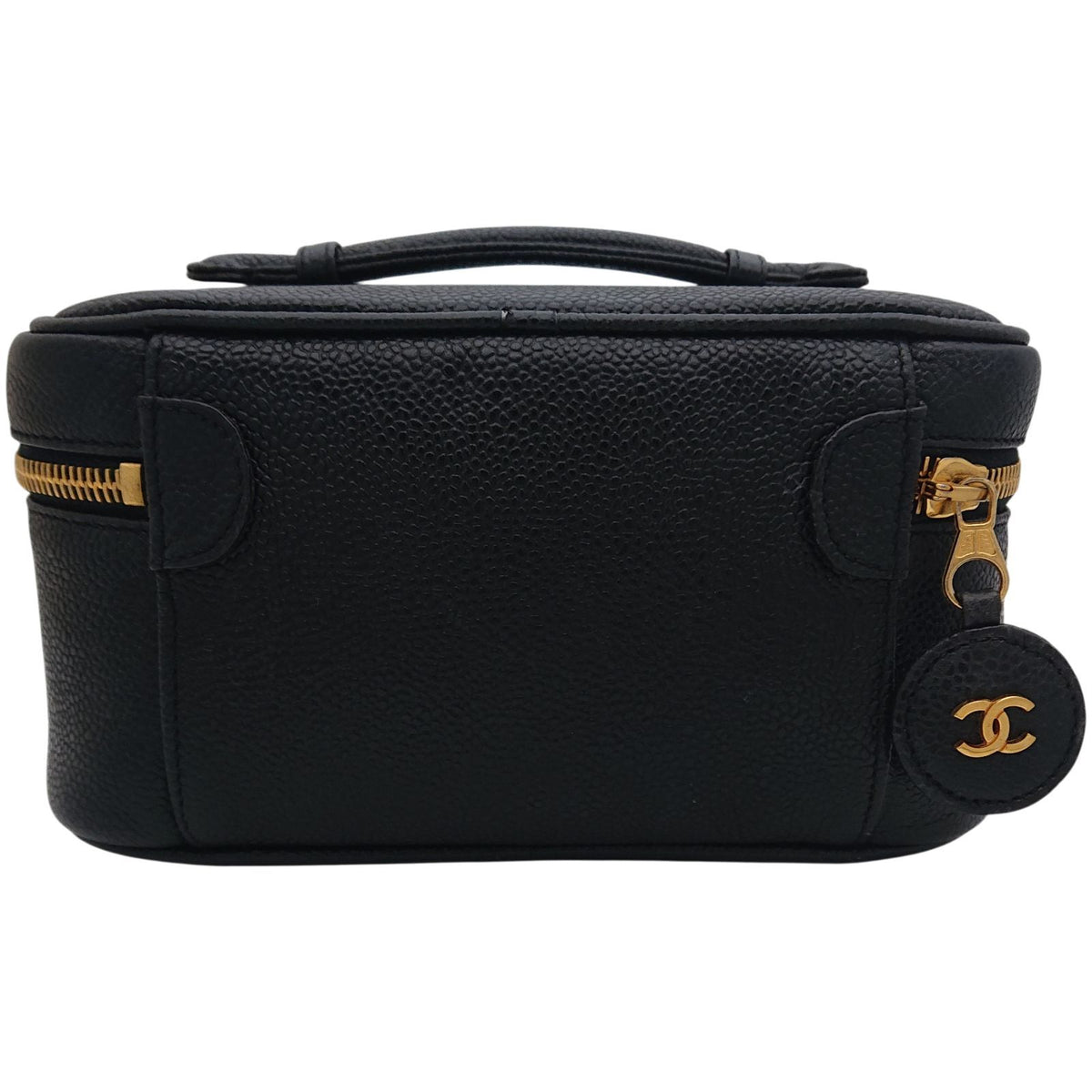 Chanel Vanity Bag Caviar Leather CC Logo Black Gold — view 5