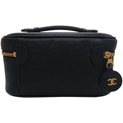 Chanel Vanity Bag Caviar Leather CC Logo Black Gold — view 5