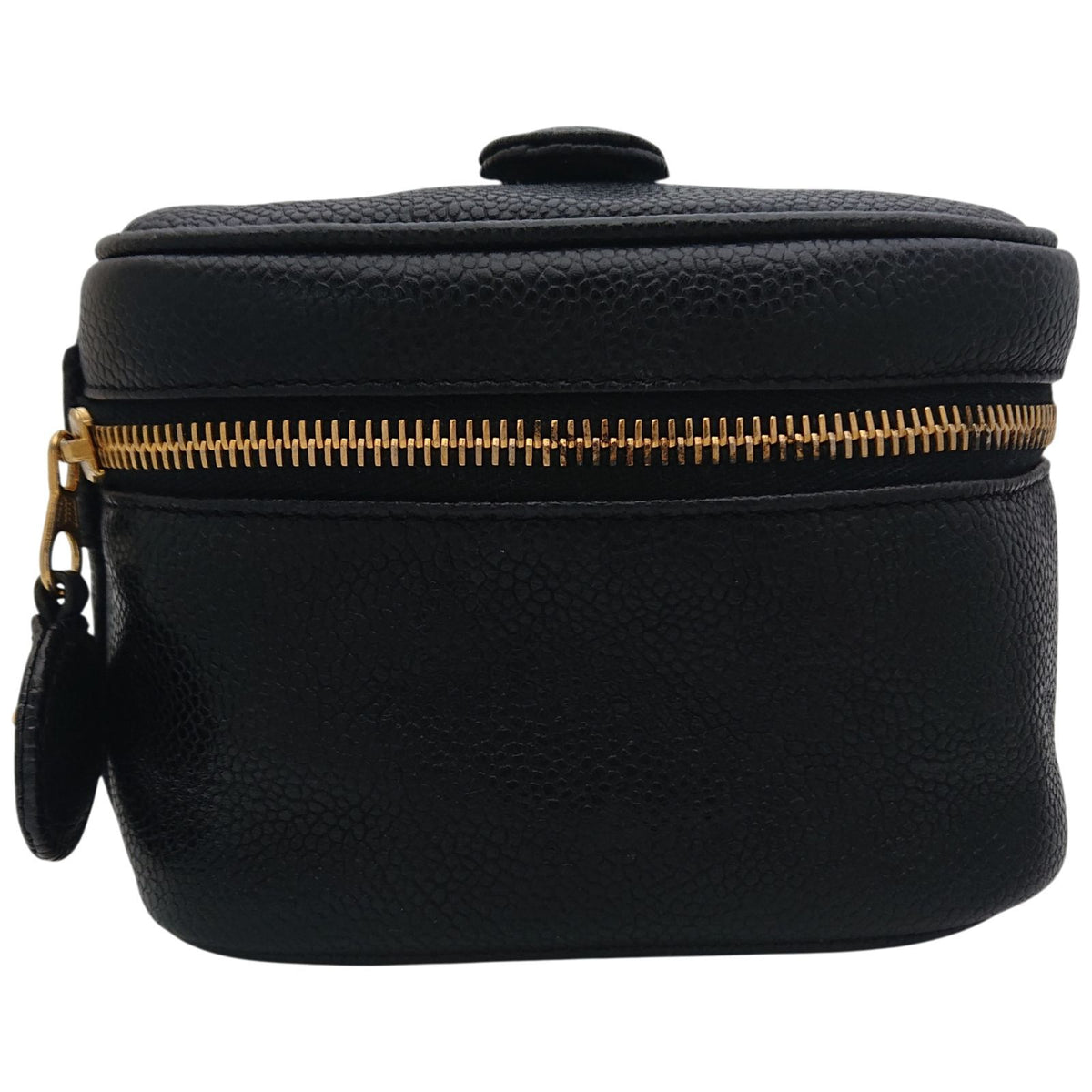 Chanel Vanity Bag Caviar Leather CC Logo Black Gold — view 2