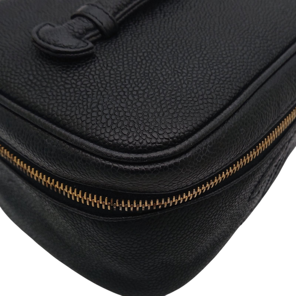 Chanel Vanity Bag Caviar Leather CC Logo Black Gold — view 8