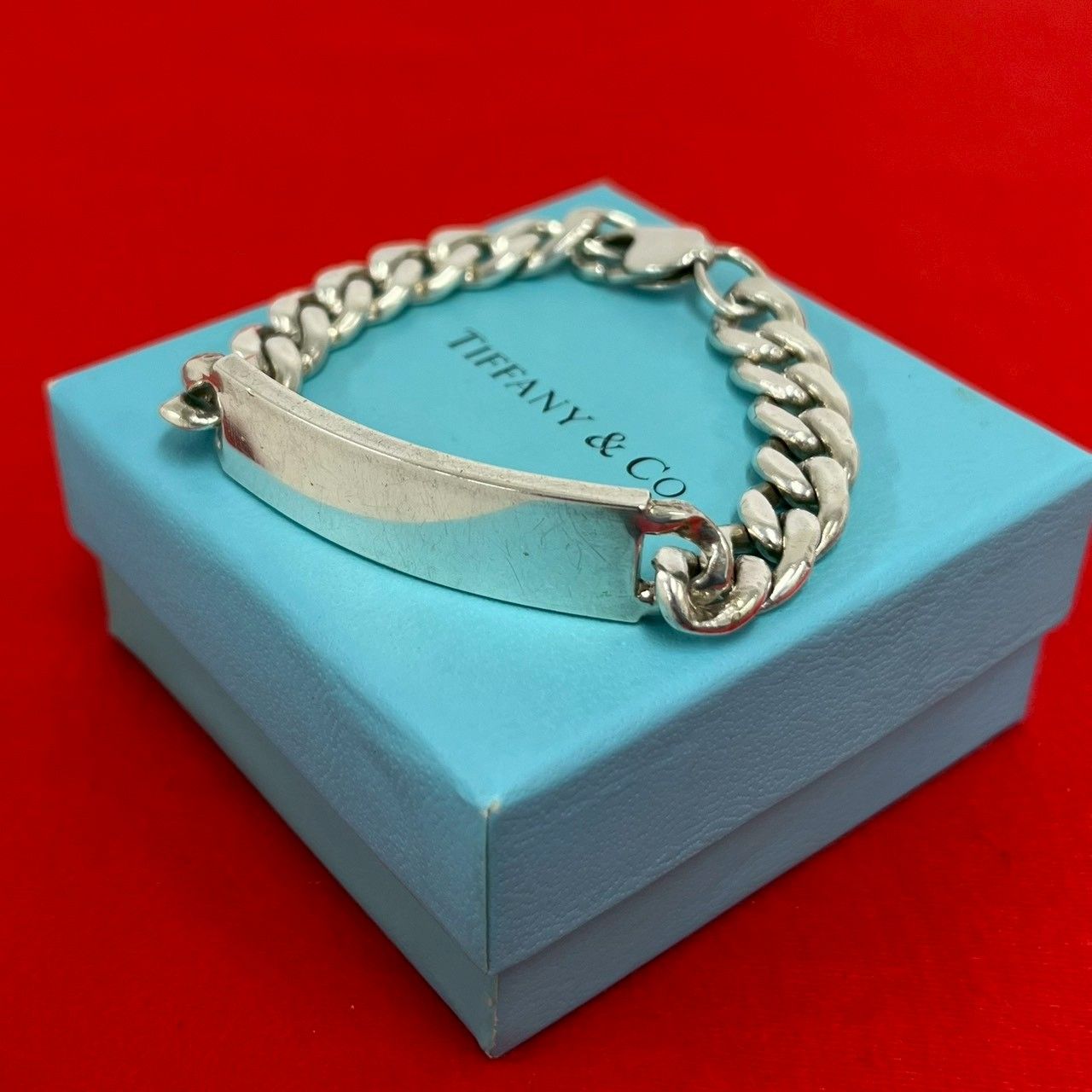 Tiffany & Co ID Bracelet 925 Sterling Silver Chain Bangle