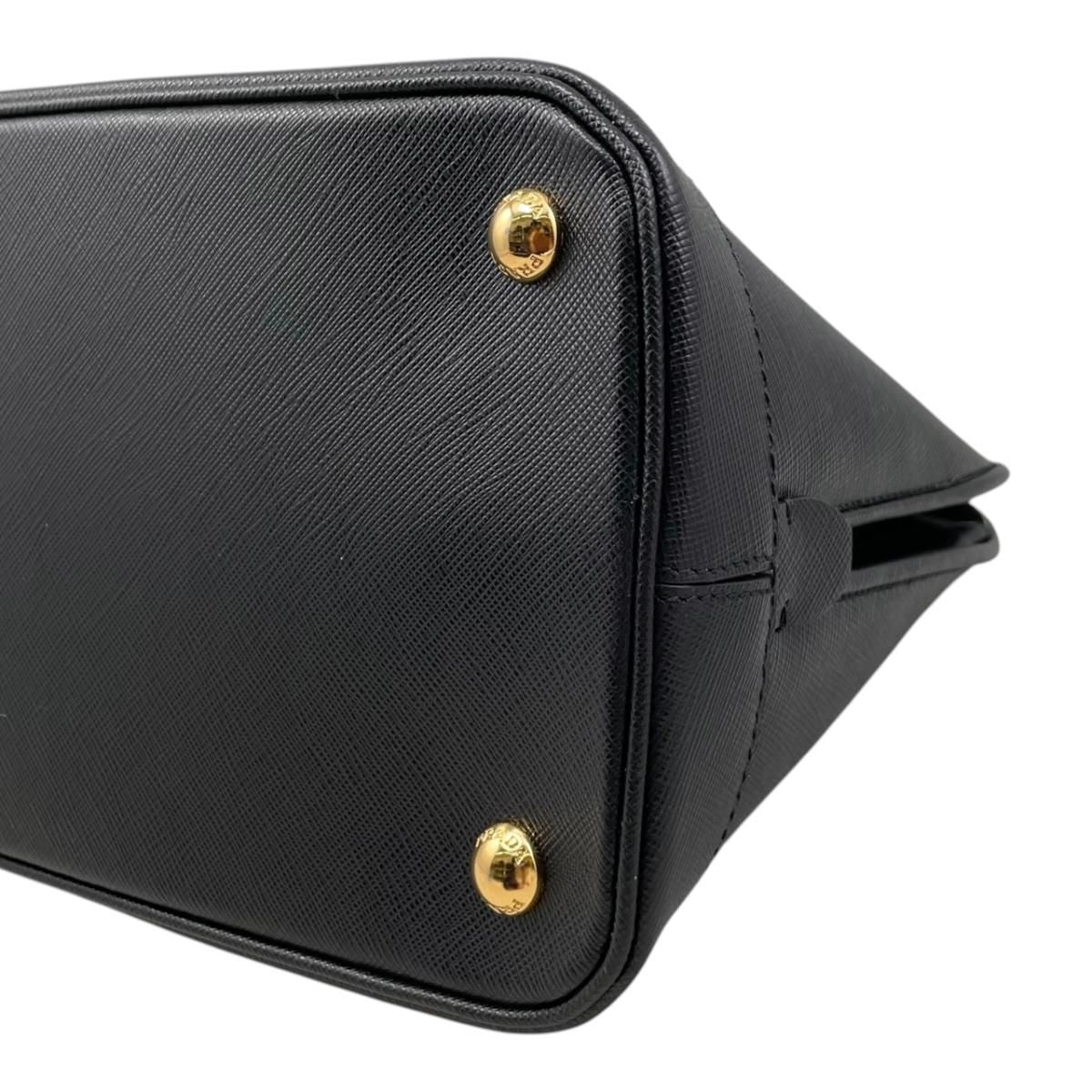 Prada Handbag Saffiano Bag Nzv Leather Triangle Logo Black Gold — view 7