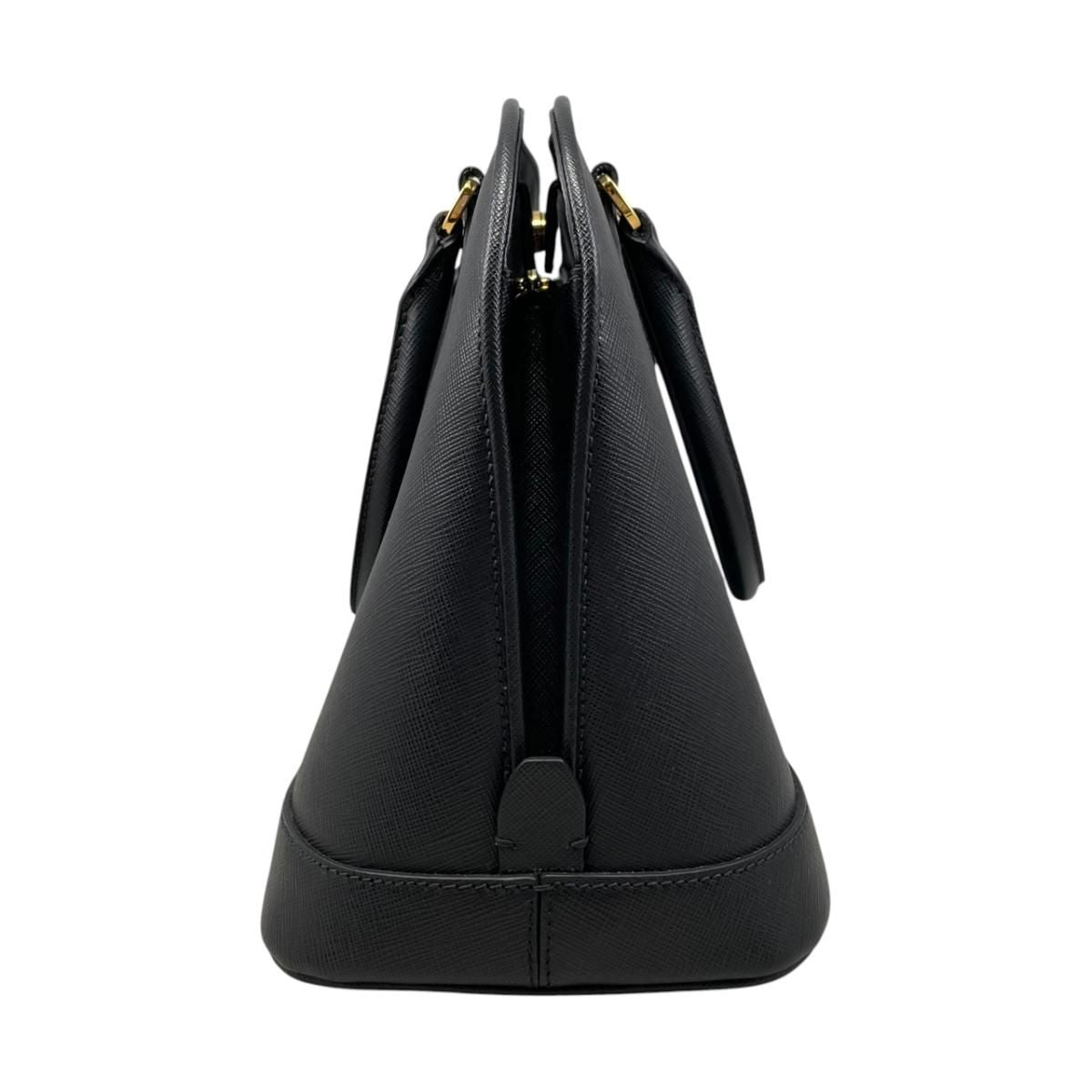 Prada Handbag Saffiano Bag Nzv Leather Triangle Logo Black Gold — view 4