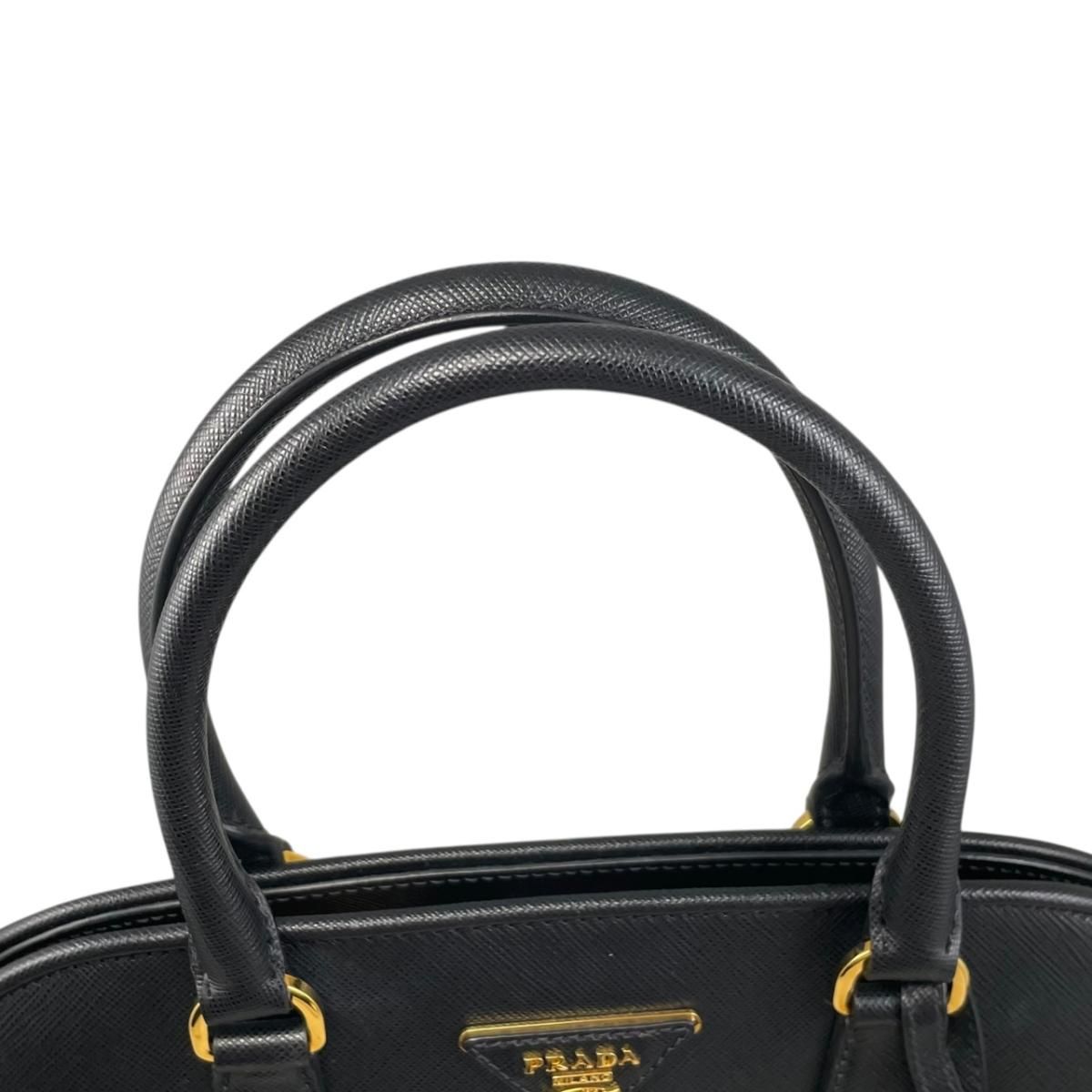 Prada Handbag Saffiano Bag Nzv Leather Triangle Logo Black Gold — view 9